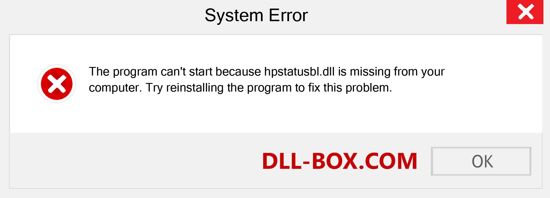  hpstatusbl.dll file is missing?. Download for Windows 7, 8, 10 - Fix  hpstatusbl dll Missing Error on Windows, photos, images